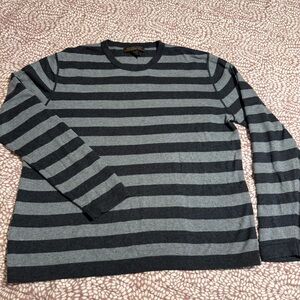 Men's Striped Crewneck Sweater - Black and Gray